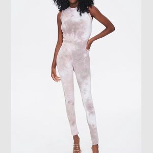 Tie-Dye Mock Neck Jumpsuit